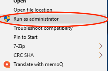 run memoQ as a administrator