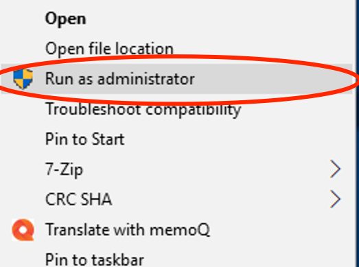 run memoQ as a administrator